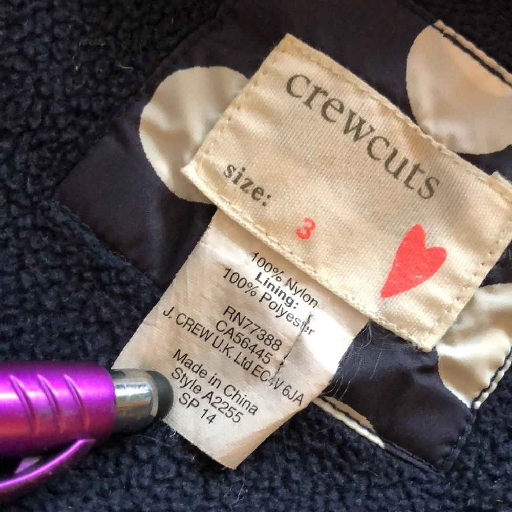 CREWCUTS Girls size 3 Jacket / Zipper front